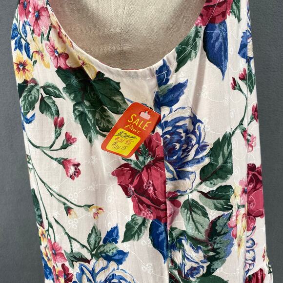 Vtg 80s 90s NOS Brights Creek Cottage Garden Midi Dress Romantic Boho 14? Floral - Picture 7 of 16